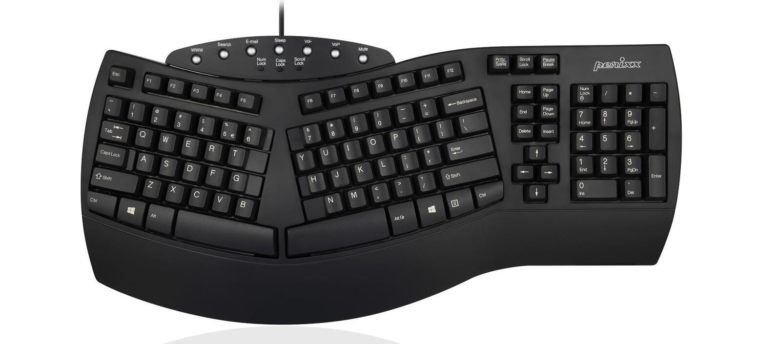 Perixx PERIBOARD-512 kabelgebundene ergonomische Tastatur - QWERTZ DE - schwarz PERIBOARD-512 SCHWARZ