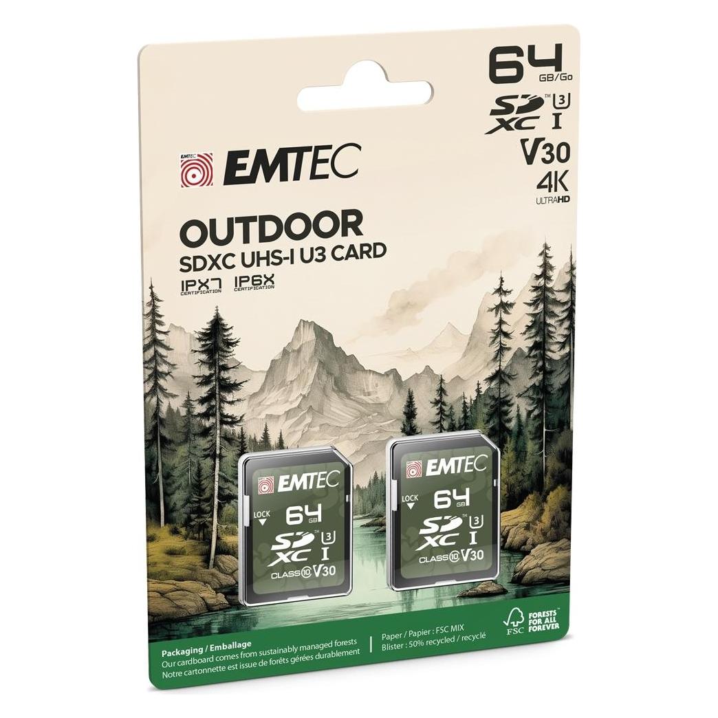 Emtec SD 64GB UHS-I U3 V30 Outdoor P2 (64 GB, SDXC, U3, UHS-I) (ECMSD64GXCU3ORP)