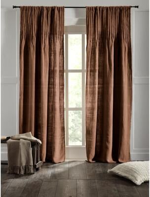 Cottage Home "Raylan Linen Curtain, Saddle, 96"""