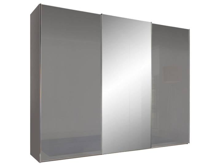 Moderano Schwebetürenschrank Sigma Rom, Grau, Glas, 6 Fächer, 280x240x68 cm, Lga, Goldenes M, BQ - Bündnis für Qualität, Made in Germany, Typenauswahl, Beimöbel erhältlich, umfangreiches Zubehör in verschiedenen Größen Holzdekoren erhältlich, Schlafzimmer, Kleiderschränke, Kleiderschränke mit Spiegel