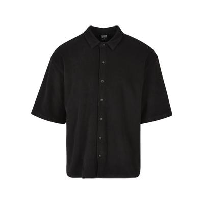 Flanellhemd URBAN CLASSICS "Urban Classics Herren Boxy Towel Shirt", Herren, Gr. S, US-Größen, schwarz, 100% Baumwolle, unifarben, Hemden