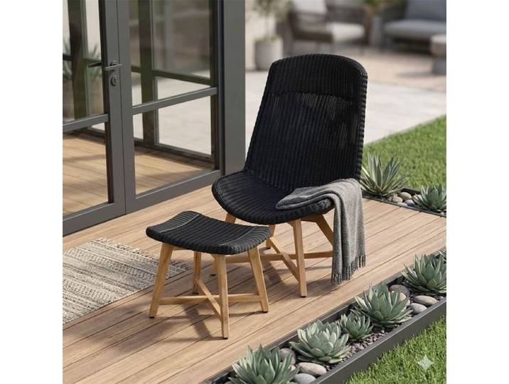 OUTLIV. Clovelly Loungesessel inkl. Hocker Teak/Polyrattan