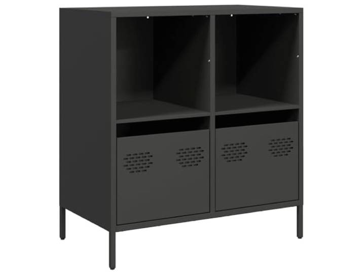 Sideboard Schwarz 68x39x73,5 cm Kaltgewalzter Stahl Sideboard mit Schubladen und Fächern, Metallfüße, pflegeleichte Oberfläche, vielseitig einsetzbar