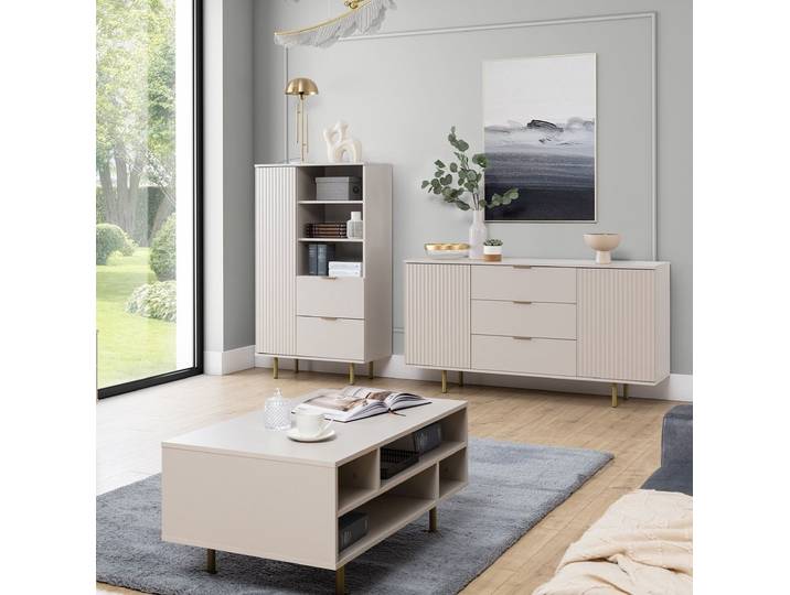 Marmex Möbel Mehrzweckschrank-Set NUBIA 07 Wohnzimmer-Set Kommode Couchtisch Regal, (3-St)