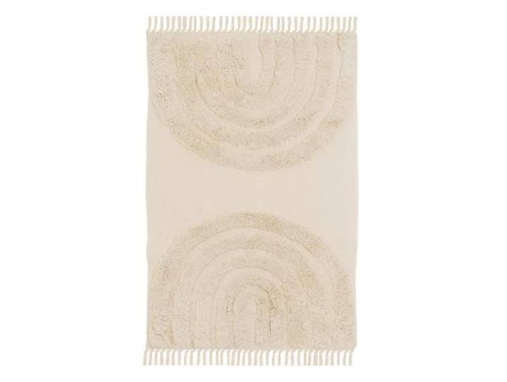Tapis rectangulaire - JUANIO - 180x120 cm - 50% Coton/50% Polyester - Franges et pompons - Beige imprimé