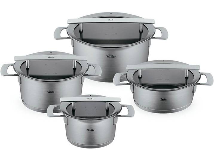 Fissler Topf-Set Phi Collection, Edelstahl 18/10 (Set, 4-tlg., Kochtopf 16/20/24cm, Bratentopf 20cm), cookstar Allherdboden, Edelstahl 18/10, Made in Germany