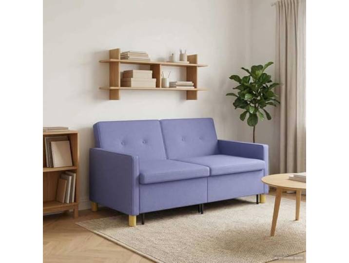 KTHLBRH Ausziehbares Schlafsofa Blau Jeansstoff Verstellbare Rückenlehne, klappbare Beine, platzsparendes Design, weiche Kissen, vielseitige Verwendung