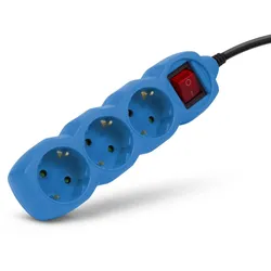 Entac Steckdosen-Verlängerungskabel S1 Color 3 Steckdosen mit Schalter 1,5m Farbserie Blau