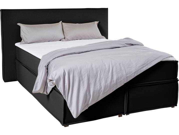 Boxspringbett, 100% Polyester, Anthrazit, 173×213 cm, Inkl. Topper, Modern, LeGer