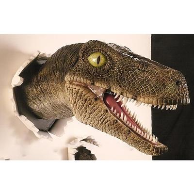 Velociraptor-Statue Wand, Wandhalterung Dinosaurier-Kopf-Skulptur, Dinosaurier-Büste-Dekor