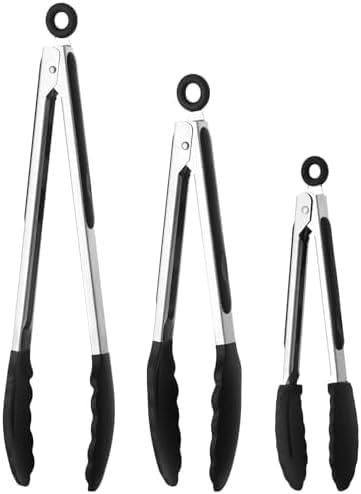 Solidchoice Grilltangen Set van 3 - Silikon Keukentangen met Veiligheidssluiting en Hittebestendig