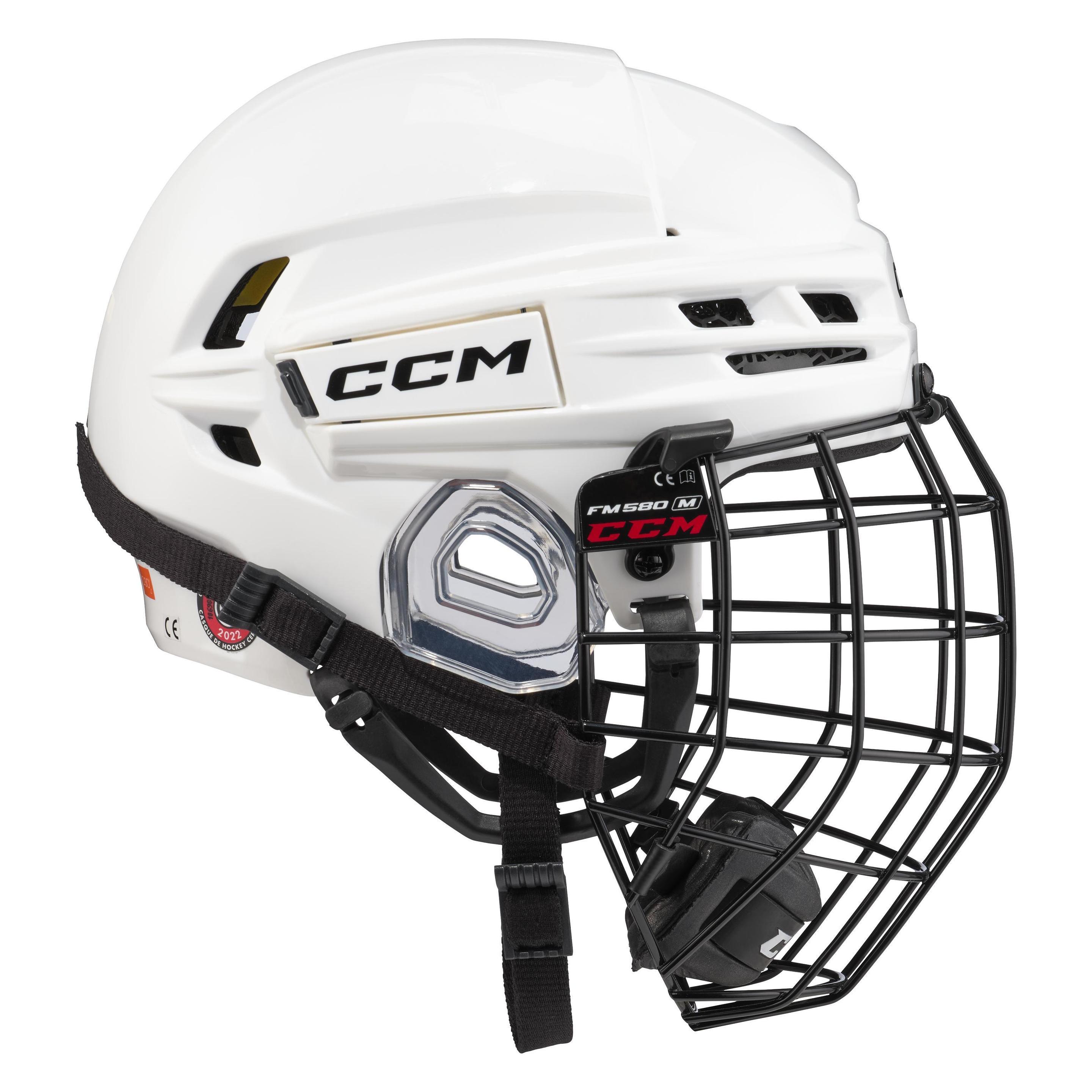 CCM Tacks 720 SR Hockeyhelm mit Käfig (L, Weiss) (L) (49641957)