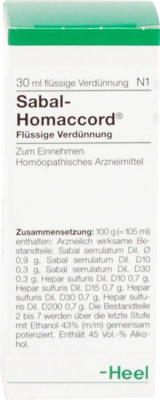 Biologische Heilmittel Heel GmbH SABAL HOMACCORD Tropfen 30 ml 00893564