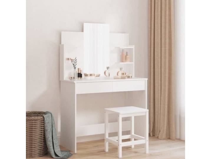 ESTINK Coiffeuse avec miroir blanc 96x39x142 cm 85433