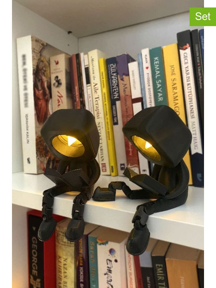 Scandinavia Concept 2er-Set: Teelichthalter "Read Head" in Schwarz - (H)10 cm - onesize