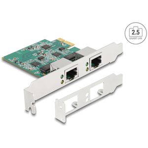 DeLock Netzwerkkarte 88101, PCI-Express x1, 2 RJ45-Buchsen mit 2,5 Gbit/s-LAN