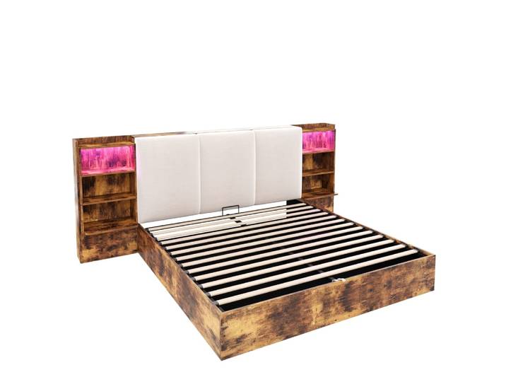 Lit plateforme en pin brun 180x200 cm