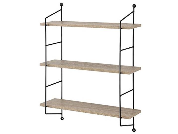 [en.casa] Wandregal Ösel Hängeregal Bücherregal hängend mit 3 Regalböden Holz-Optik Wohnzimmer Regal mit Stahlrahmen Küchenregal