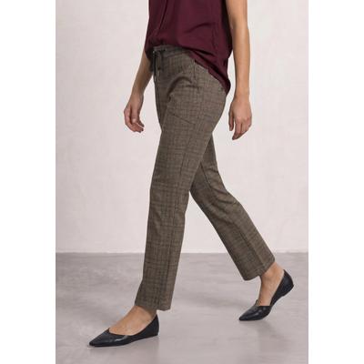 Stoffhose STREET ONE, Damen, Gr. 36, Länge 28, saddle braun, Stoff, 65% Polyester, 35% Viskose, kariert, loose fit lang, Hosen Stoffhose, Middle Waist