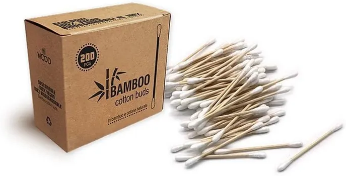 ALCEA Srl Mood Cotton Fioc Bamboo Cotone Naturale 200 Pezzi - Soluzione Eco-Friendly per la Pulizia