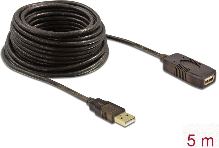 Delock 82308 USB Verlengkabel USB A naar USB A 5.00m zwart