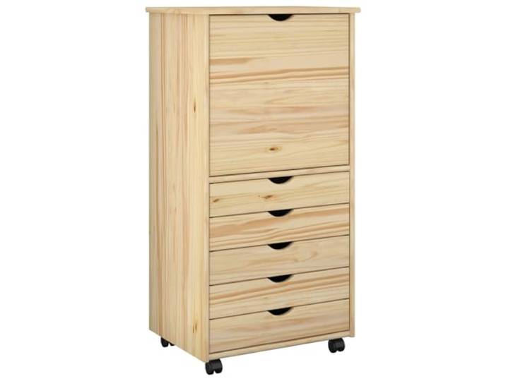 Heofavd Rollschrank Massivholz Kiefer mit Rollen Braun 53 x 39 x 103 cm