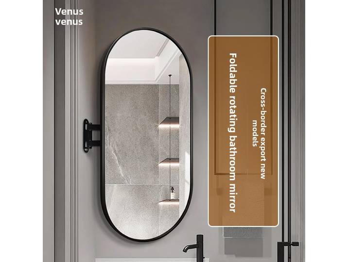 15*27 pouces nouveau miroir de salle de bain miroir de piste vanité rotatif miroir de salle de bain européen mural salle de bain coin pliant