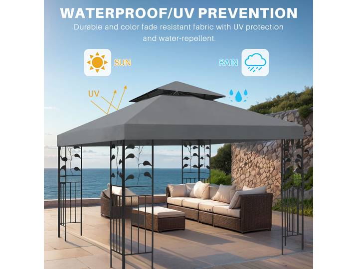 Couverture de Remplacement pour Toit de Gazebo, Abri de Grille Extérieure de 3x3m, Haut pour Cour
