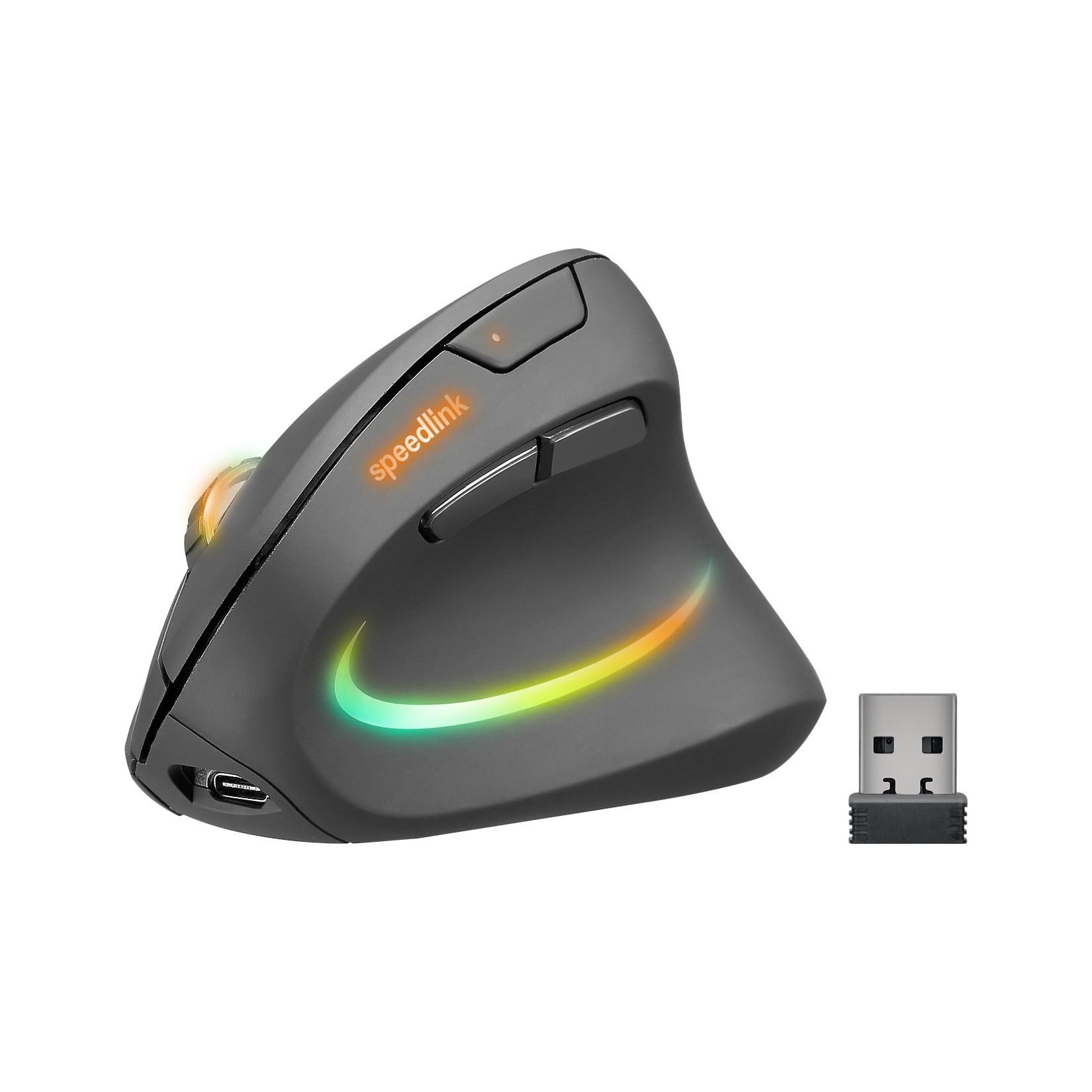 SPEEDLINK PIAVO PRO RGB Rechargeable Vertical Ergonomic Mouse - Wireless, rubber-black