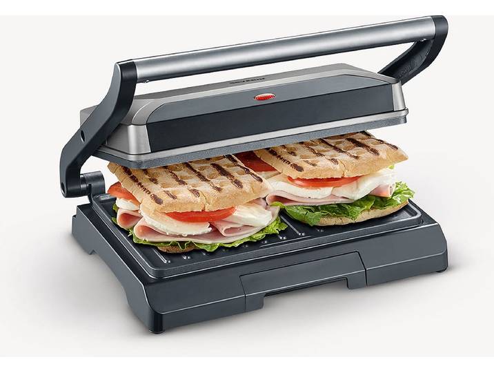 Severin KG 2394 – Contactgrill – Grijs/zwart - Antiaanbaklaag - Afneembare opvangschaal voor vet