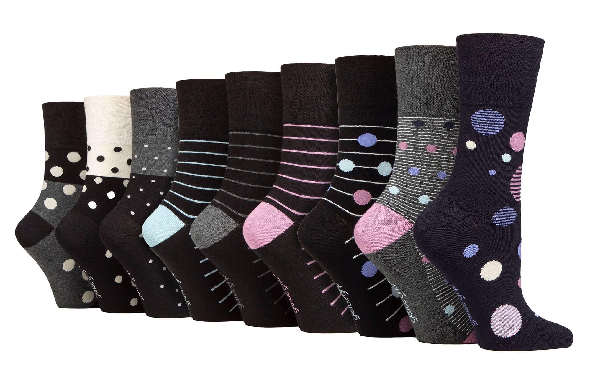 9 Pack Bambus Socken Damen | Gentle Grip | Extra Wide Soft Top nicht elastische Socken - SOLRM373839