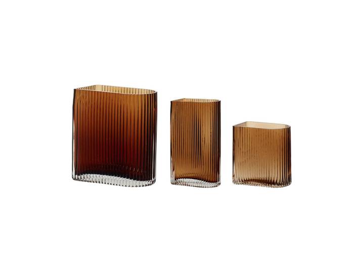 Lot de 3 vases en verre ambre Elements