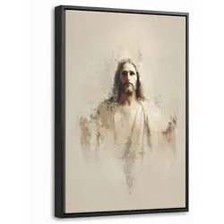 LEINWAND Bilder mit Rahmen - Porträt - Abstrakt - Jesus - Beige - 20x30