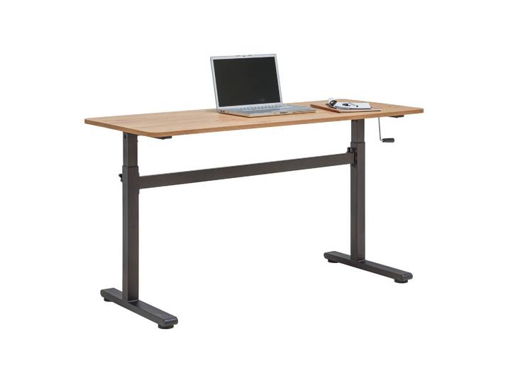 Schreibtisch höhenverstellbar höhenverstellbar 140/70-117/60 cm Schwarz, Eichefarben