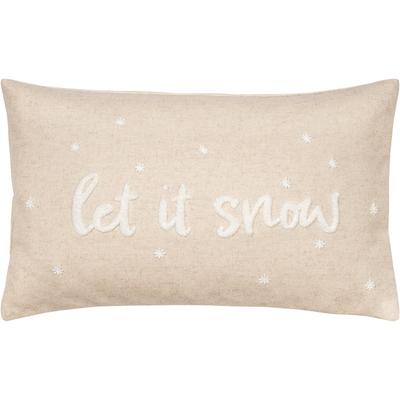 Dekokissen PAD "LETITSNOW", beige (creme, weiß, gemustert), B:30cm L:50cm, Polyester, Wolle, Dekokissen_Sitzkissen_Kissenhüllen, Verspieltes Schnee-Design für unbeschwerte Winterfreude