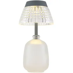 Solarlampe Tischleuchte Außenlampe klar Akku Glas LED Gartenlampe Balkonlampe, Acryl, Glas, Kunststoff, LED 3000K warmweiß, DxH 13,5x27 cm