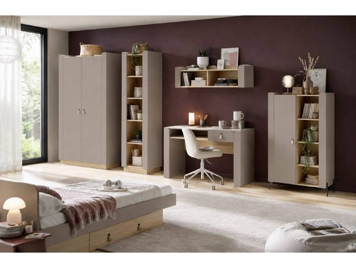 Deine Möbel 24 Komplettschlafzimmer AUR A Schlafzimmer Möbelset in Kaschmir / Royal Nussbaum, (Set, 3-tlg)