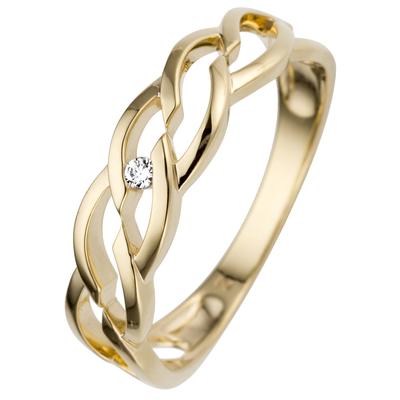 Fingerring JOBO Gr. 60, gelb (gelbgold 585), Fingerringe, Damen, 60, SI = kleine Einschlüsse, Diamanten Gelbgold 585, Diamanten, Gelbgold 585, Fingerring, 585 Gold mit Diamant