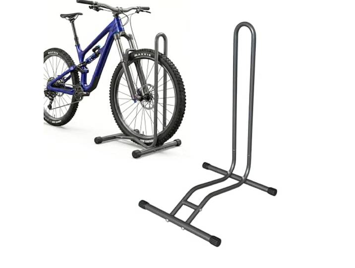 Relaxdays support vélo\, 29''\, largeur pneu jusqu'à 6\,5 cm\, roue avant & arrière\, au sol\, 1 vélo\, anthracite