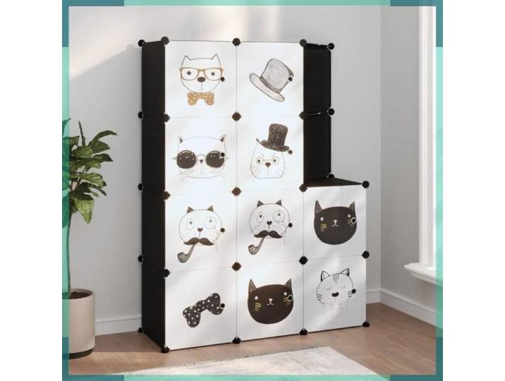 ASHATA Armoire de rangement pour enfants avec 10 cubes Noir PP -FHE340582