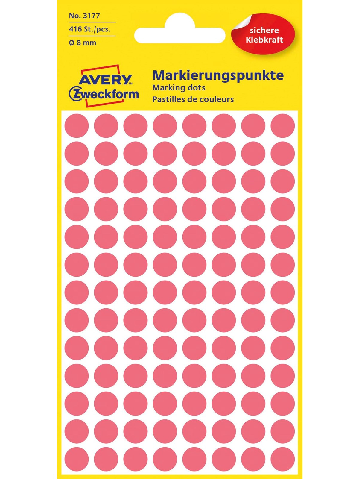 Avery Colour coding dots permanent neon red