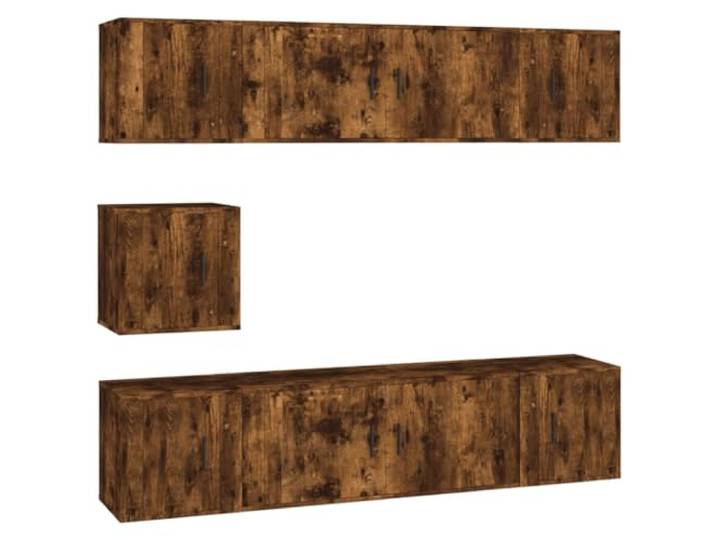 hliofuir 7-TLG. TV-Schrank-Set Hängend, Räuchereiche Holzwerkstoff Platzsparende Wandelemente für Wohnzimmer und Schlafzimmer mit flexibler Anordnung und praktischer Ablagefläche.