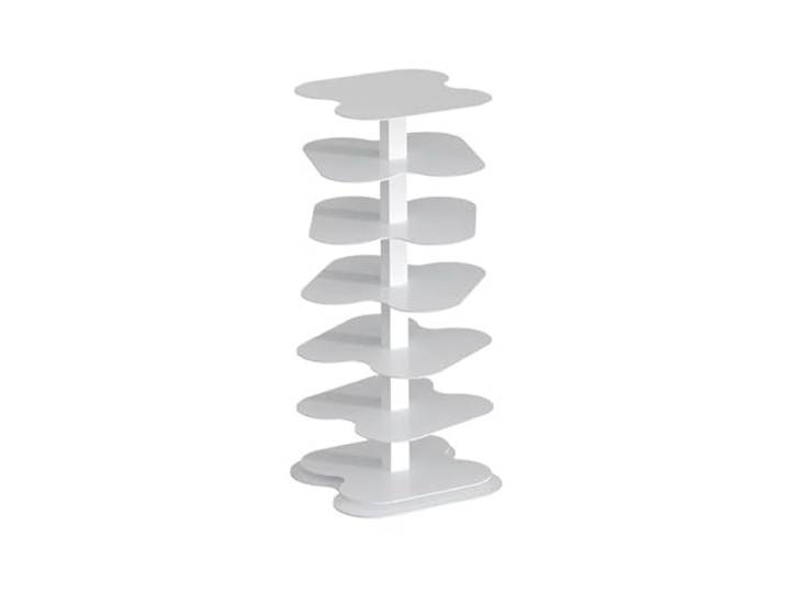 2WFYJNITP Regal Drehbarer spiralförmiger Bücherregalständer aus Karbonstahl Aufbewahrungsmöbel(Weiß)