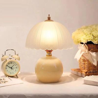 Uplift Picks Modern Ceramic Glass Bedside Table Lamp For Cozy Warm Reading Spaces beige au