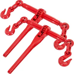 VEVOR Kettenbinder 5/16-3/8", Ratschenlastbinder 6600 lbs Kapazität, Ratschenhebelbinder mit G70-Haken, verstellbare Länge, Ratschenkettenbinder zum Festzurren, Transportieren, Abschleppen, Rot