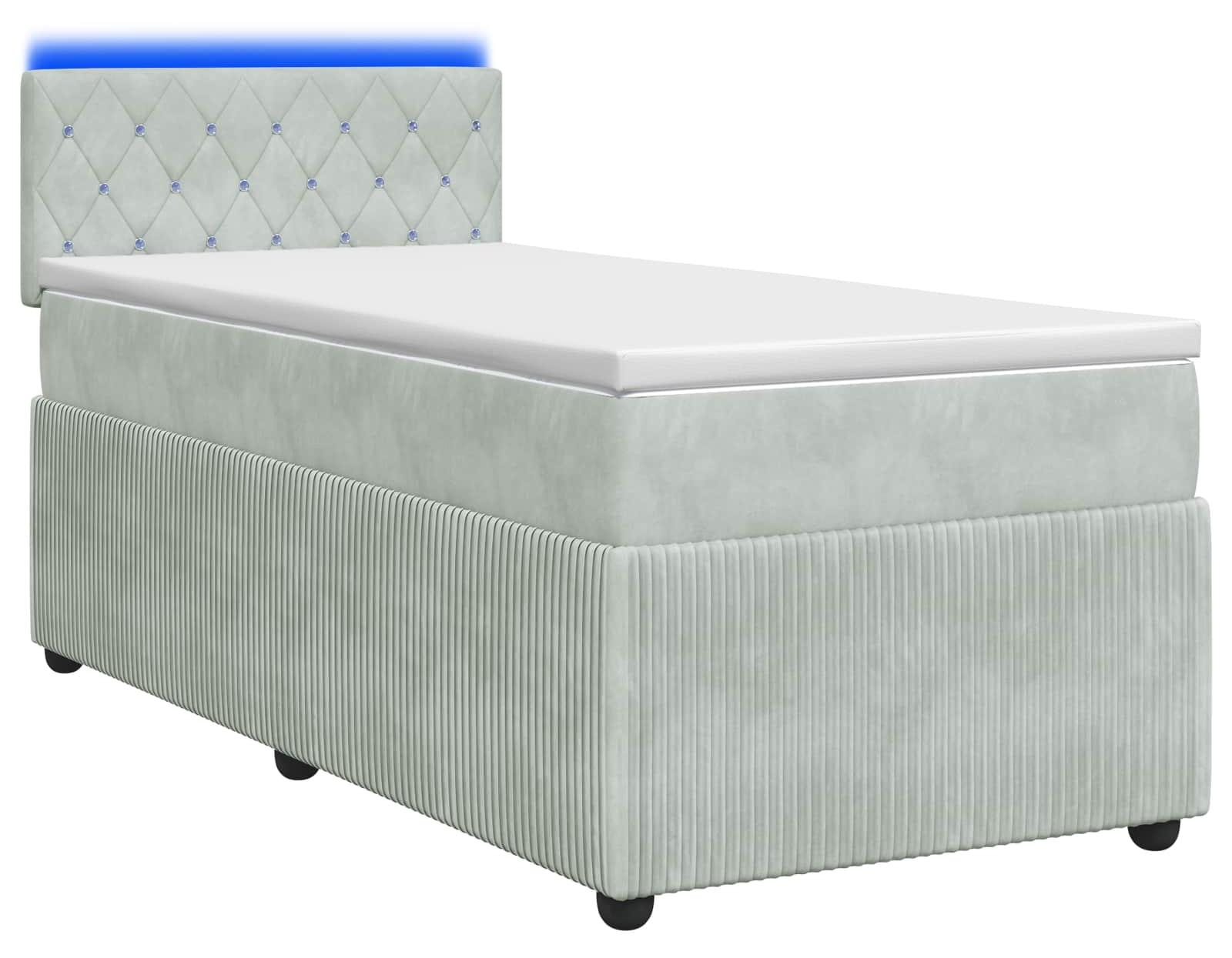 Boxspringbett mit Matratze Hellgrau 80 x 200 cm Samt