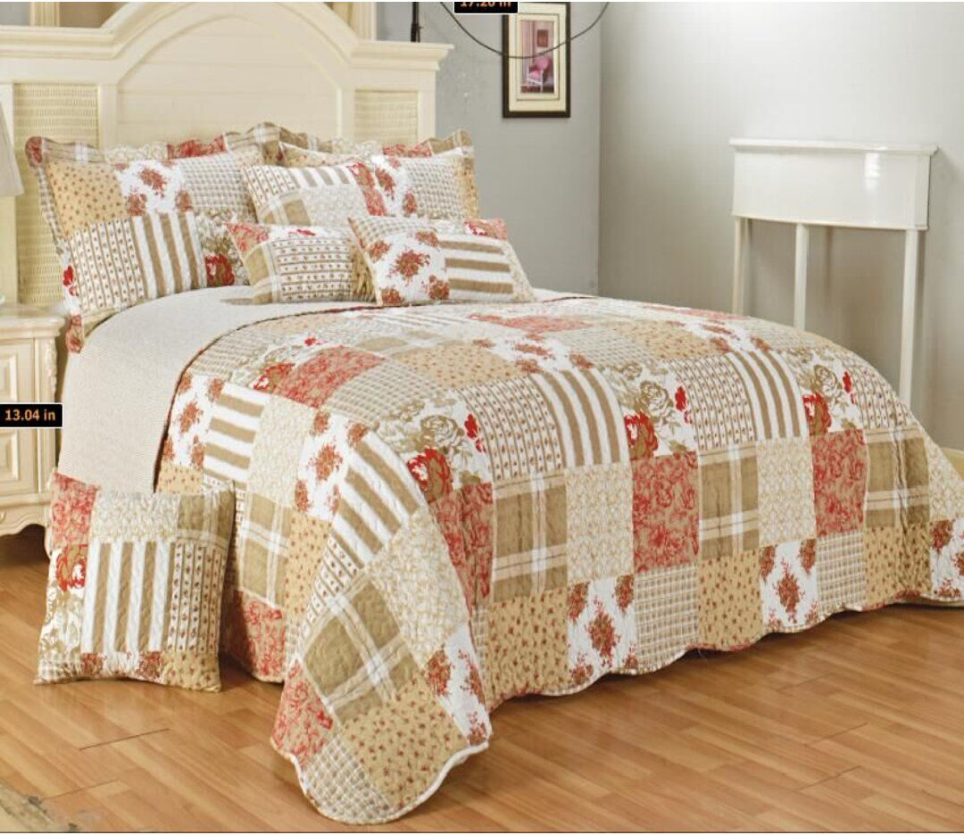 Brambly Cottage Vergas Patchwork Bedspread with Pillowcases Alvina 255 x 270 cm