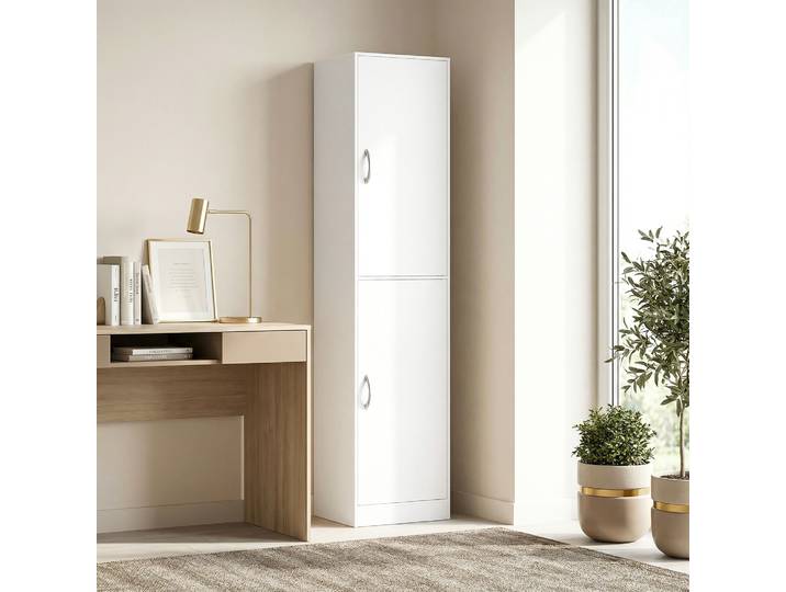 HOMCOM Bibliothèque 180cm 5 Niveaux Armoire Rangement Blanc Moderne