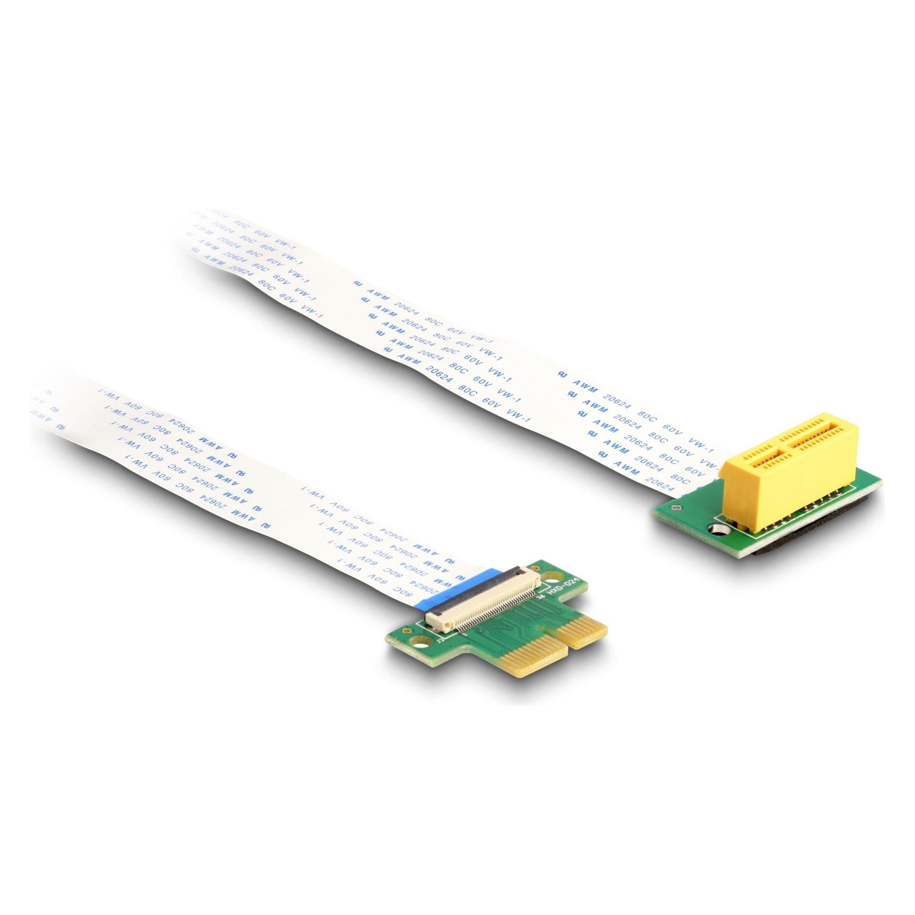 Delock Riser Karte PCI Express x1 Stecker zu x1 Slot 90° gewinkelt mit FPC Kabel 15 cm (88021)