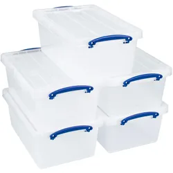 Really Useful Box Aufbewahrungsboxen 5x 10,2 l - 40,5 x 26,0 x 16,0 cm transparent